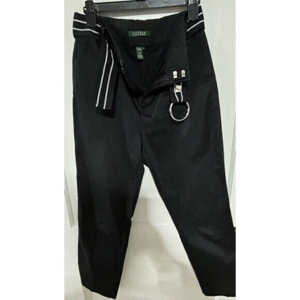 LRL Lauren Ralph Lauren Women's Dress Belted Pants Straight Pants Black 6